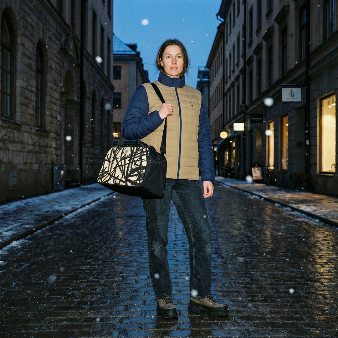 Women’s Puffer Jacket Navy & Khaki | Ascenda Classics
